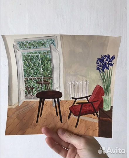 Картины гуашью и акварелью