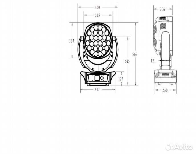 Вращающаяся голова LED Moving Head 28* 25W rgbw