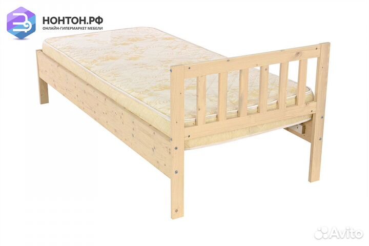 Кровать Массив 0.9 м выбеленная береза