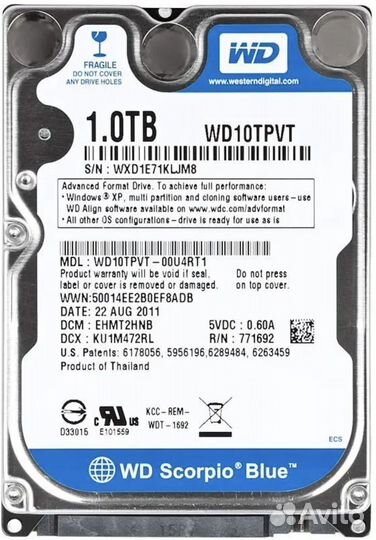 Жесткий диск 1 тб WD10tpvt