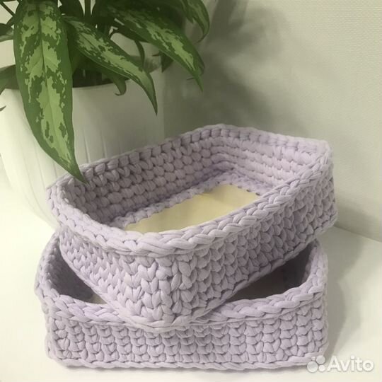 Корзинка из трикотажной пряжи