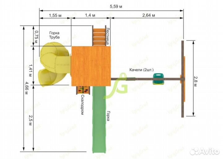 Детская площадка Панда Фани с винтовой трубой