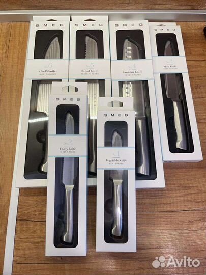 Ножи smeg смег для кухни с подставкой набор ножей