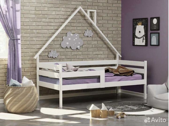 Софа Домик высокий борт из натурального дерева от