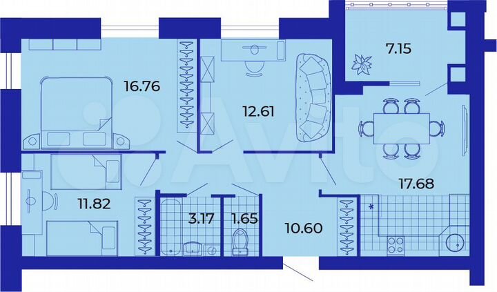 3-к. квартира, 81,4 м², 7/9 эт.