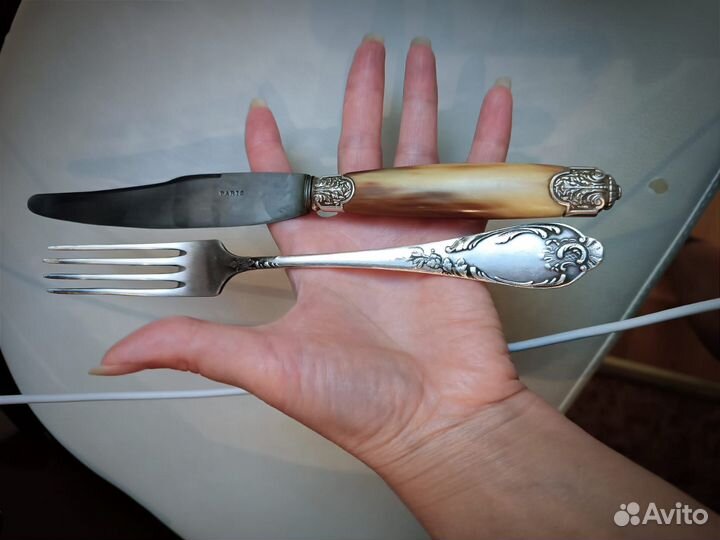 Ножи антикварные Франция 19 век, Серебро рог
