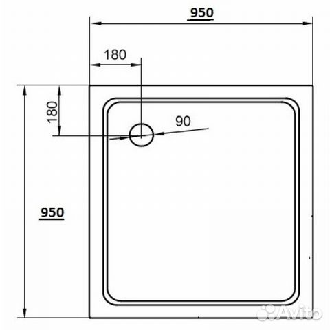 Акриловый поддон для душа Cezares Tray 95х95 tray