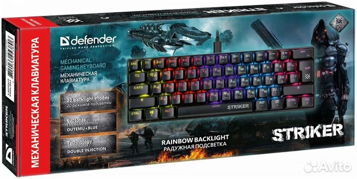 Defender клавиатура игровая striker GK-380L механи