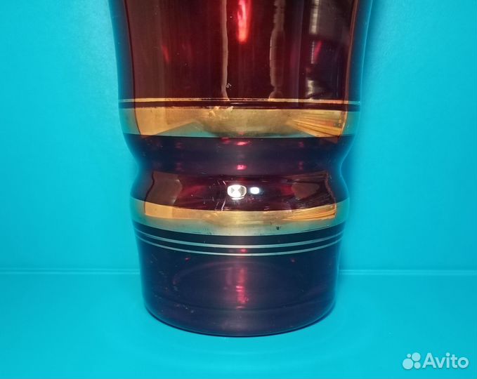 Ваза СССР для цветов, цветное стекло, золочение