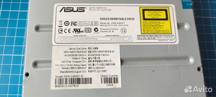 Пишущий DVD/CD привод asus DRW-24B3ST