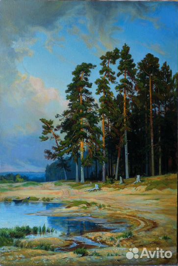 Картина маслом на холсте. Пейзаж. Лес. Природа
