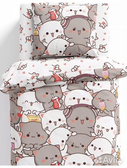 Белье постельное Кавай котята 1,5 спальный