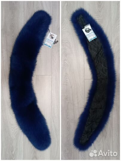 Воротник натуральный мех песец синий Новый