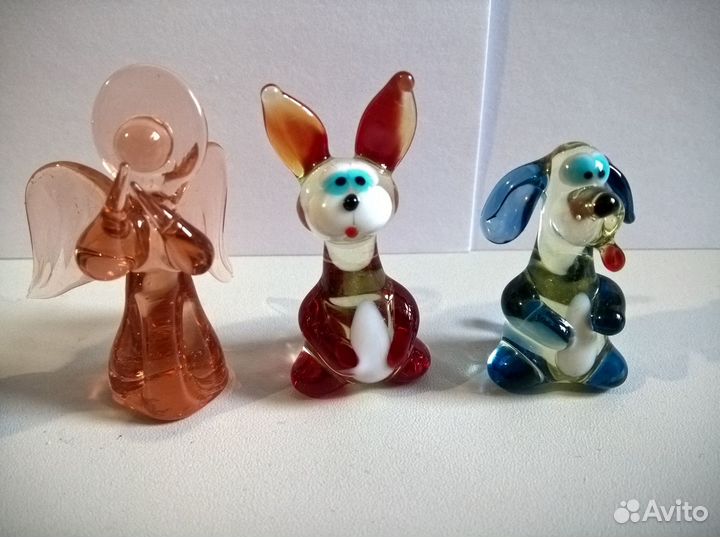 Одним лотом 5 фигурок из цветного стекла