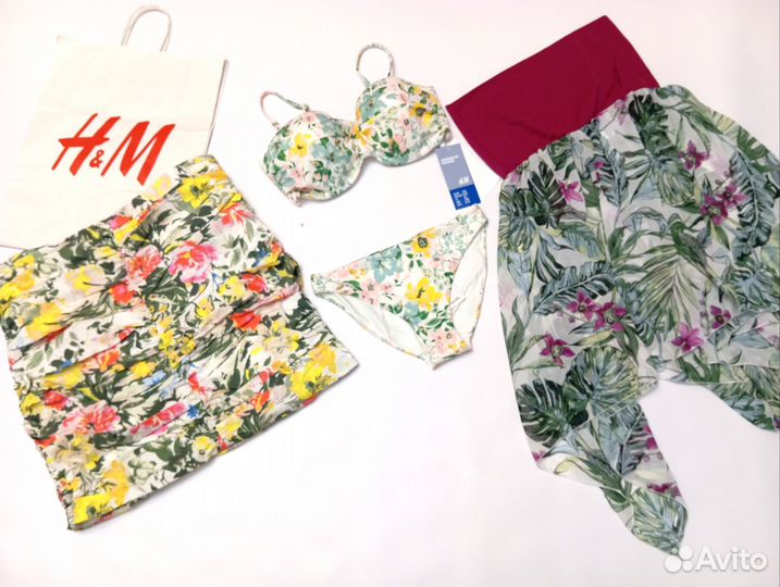 Hm раздельный купальник новый парео новое