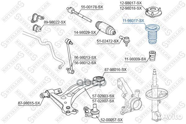 11-98017-SX. пыльник амортизатора переднего Той