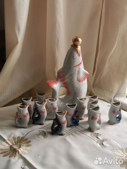 Штоф фарфор рыбки