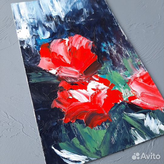 Картины маслом цветы пейзаж миниатюры на картоне