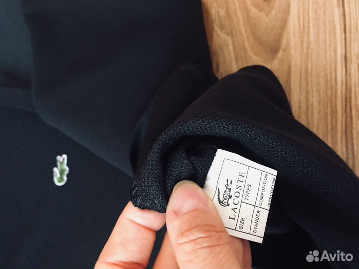 Поло Lacoste длин. рукав Новое Черное