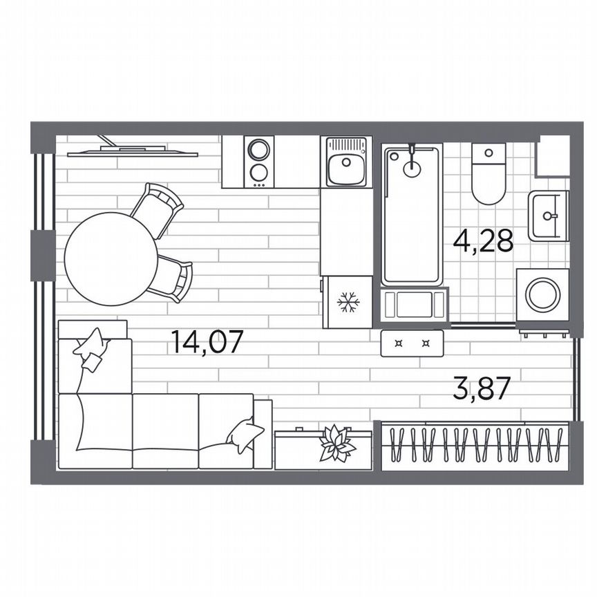 Квартира-студия, 22,2 м², 5/5 эт.