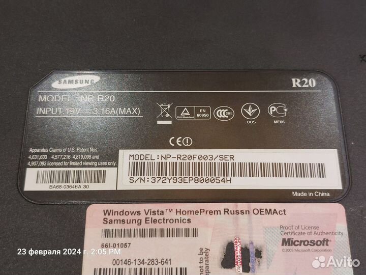 Ноутбук Samsung R20, рабочий