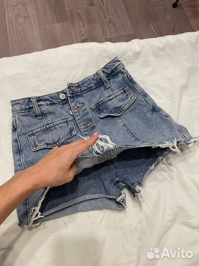 Джинсовые шорты-юбка xs