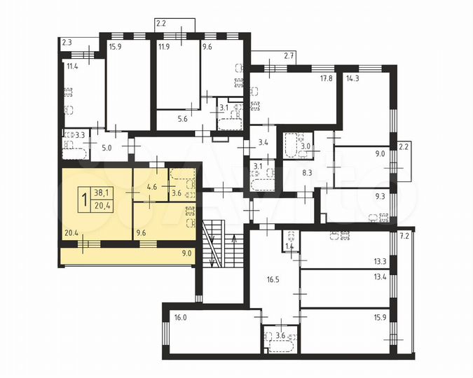 1-к. квартира, 38,1 м², 2/4 эт.