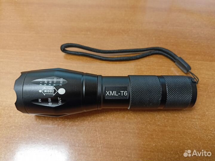 Фонарь XML-T6 Zoom светодиодный, акб, З/У