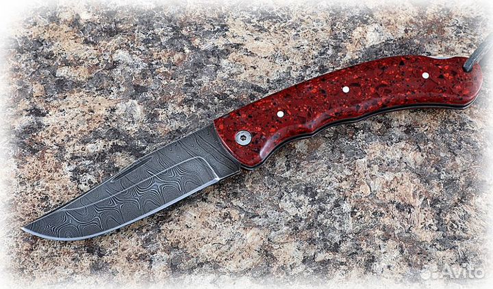 Складной нож Таежник, сталь дамаск, рукоять наклад