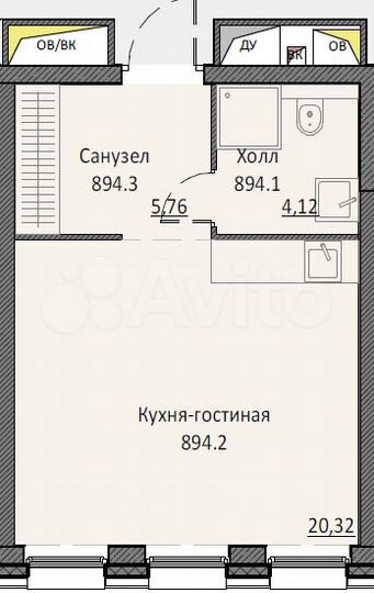 Апартаменты-студия, 29,9 м², 8/10 эт.