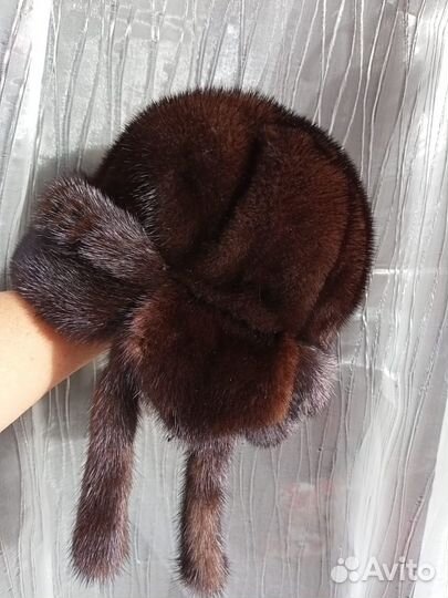 Женская меховая норковая шапка и воротник