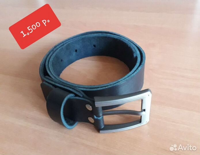 Ремень мужской черный кожа прочный