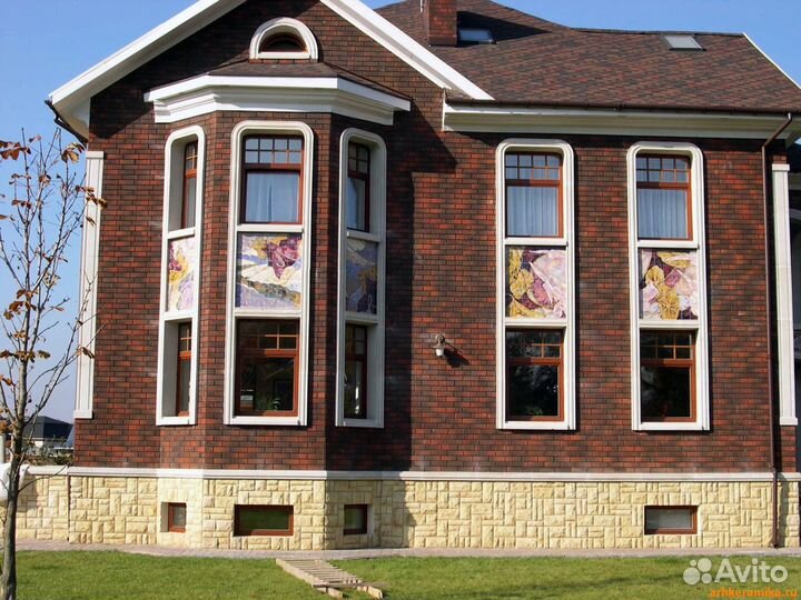 Фасадные панели Гибкий Клинкер под кирпич на сетке