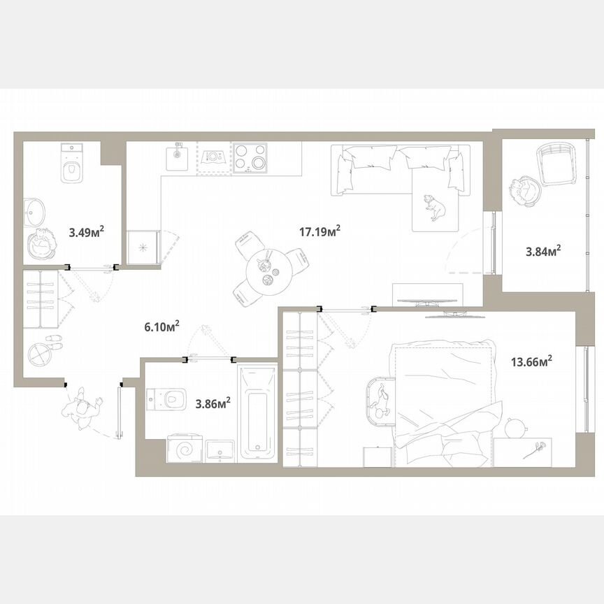 1-к. квартира, 46,2 м², 6/12 эт.