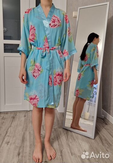 Ночная сорочка с накидкой голубая