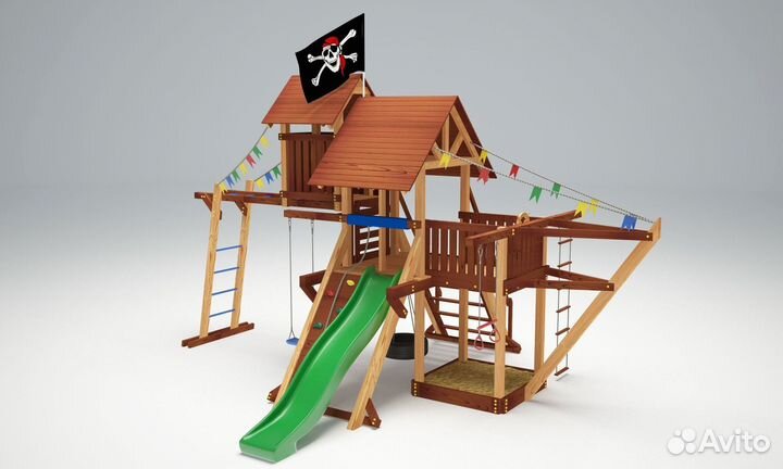 Детский спортивный комплекс с крышей для дачи
