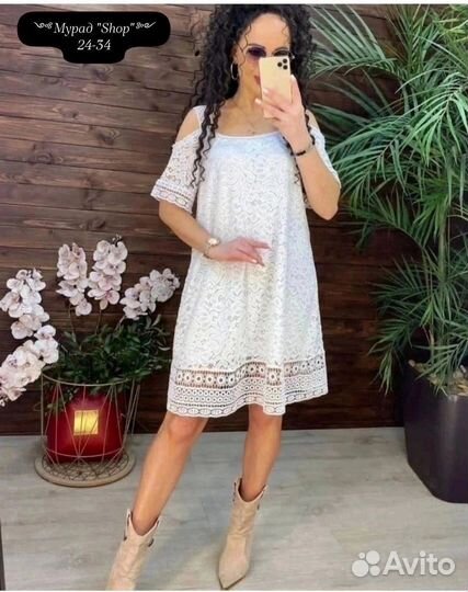 Платье гипюр уникальное на лето 46-48