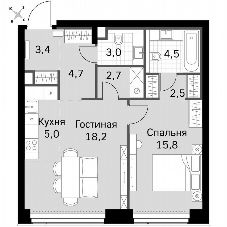 1-к. квартира, 59,8 м², 19/60 эт.