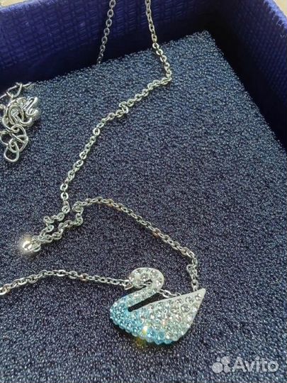 Swarovski колье лебедь оригинал голубой