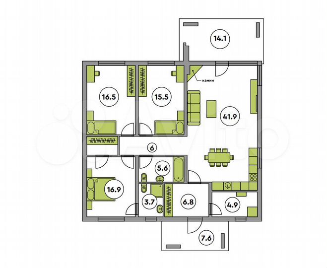 Дом 135 м² на участке 6 сот.