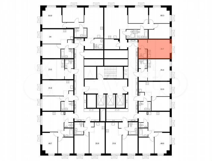 Квартира-студия, 21,7 м², 10/24 эт.