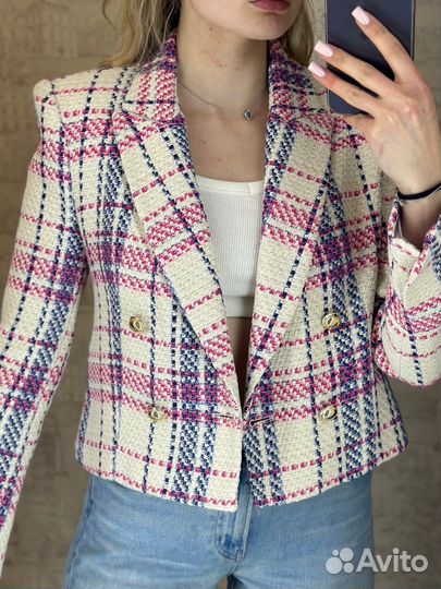 Твидовый пиджак zara s