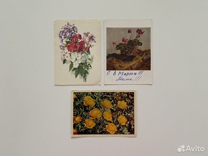 Открытки СССР винтаж 1963 1965 Цветы Цена за три