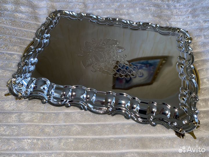 Поднос сервировочный серебро-золото