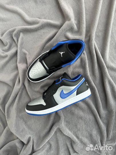 Air Jordan 1 Low Black Game Royal Metallic Platinu