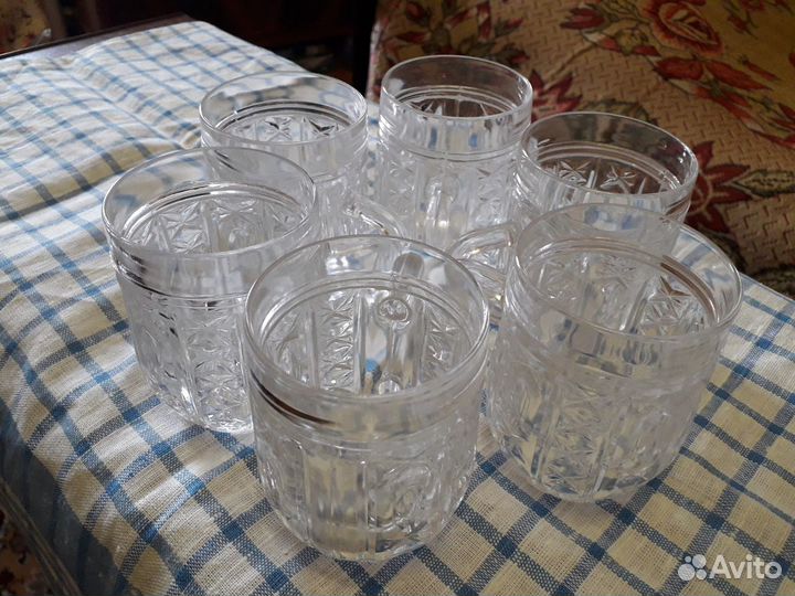 Кружки хрустальные 6 штук. Посуда СССР