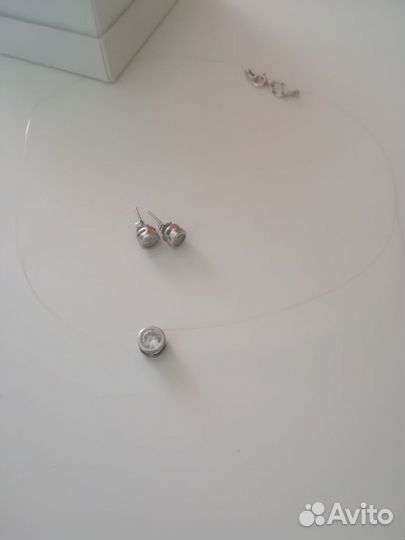 Комплект/ Колье капелька, серьги из сер. с фиан