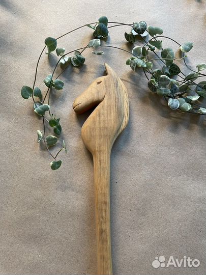 Ложка деревянная в виде Лошади, ручная работа