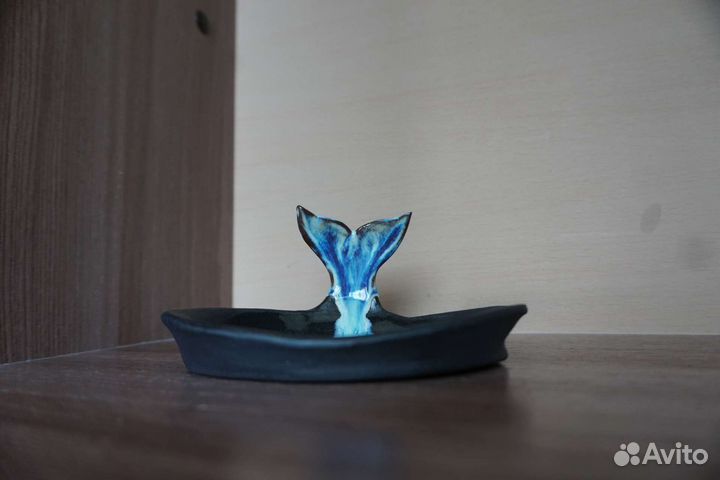 Мыльница Кит ручной работы керамическая