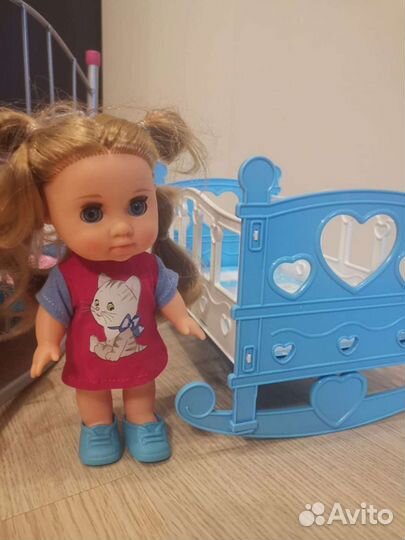 Пупс, кроватка, горшок, кукла